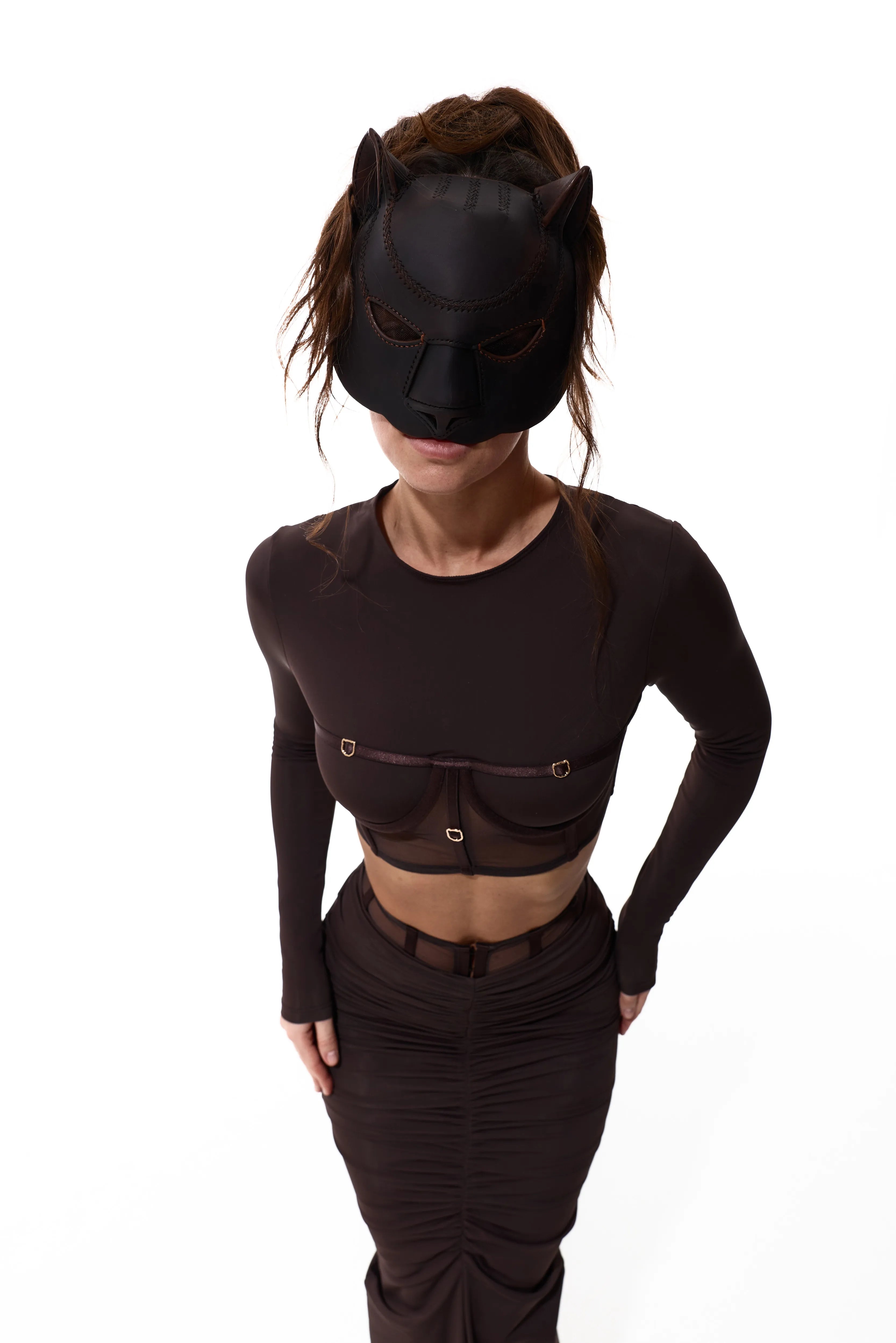 DRAPED MAXI SKIRT DARK CHOCOLATE